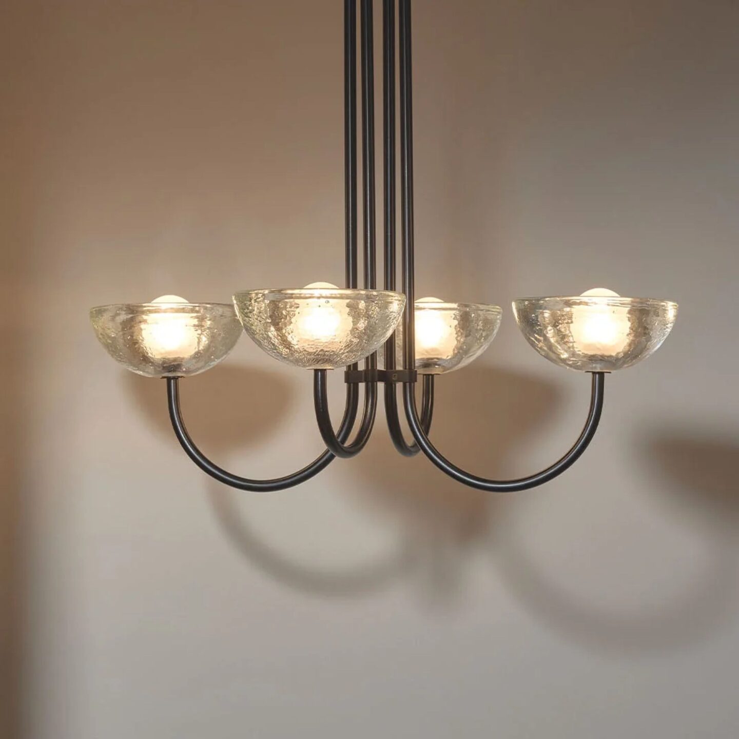 Aurelia Chandelier Narrow Cast Glass & Brushed Black